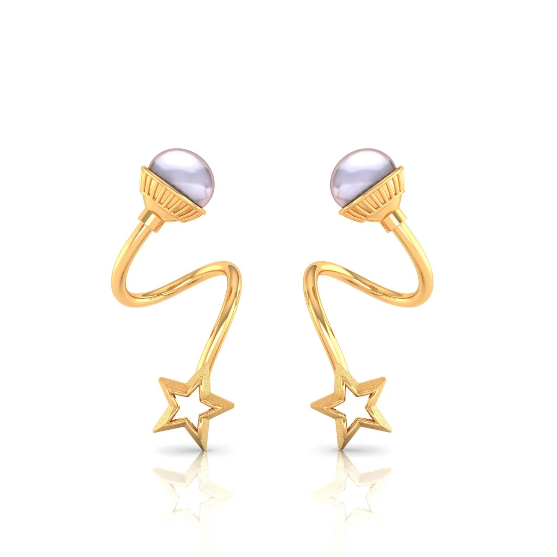 22K Gold Unique Radiant Star-Shaped Earrings for Women - Image 3