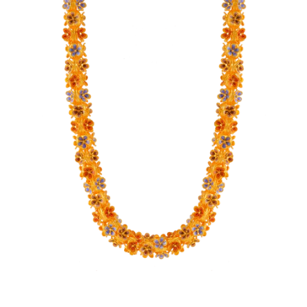 22k Gorgeous Floral Moff Chain With Meenakari Work - Image 3