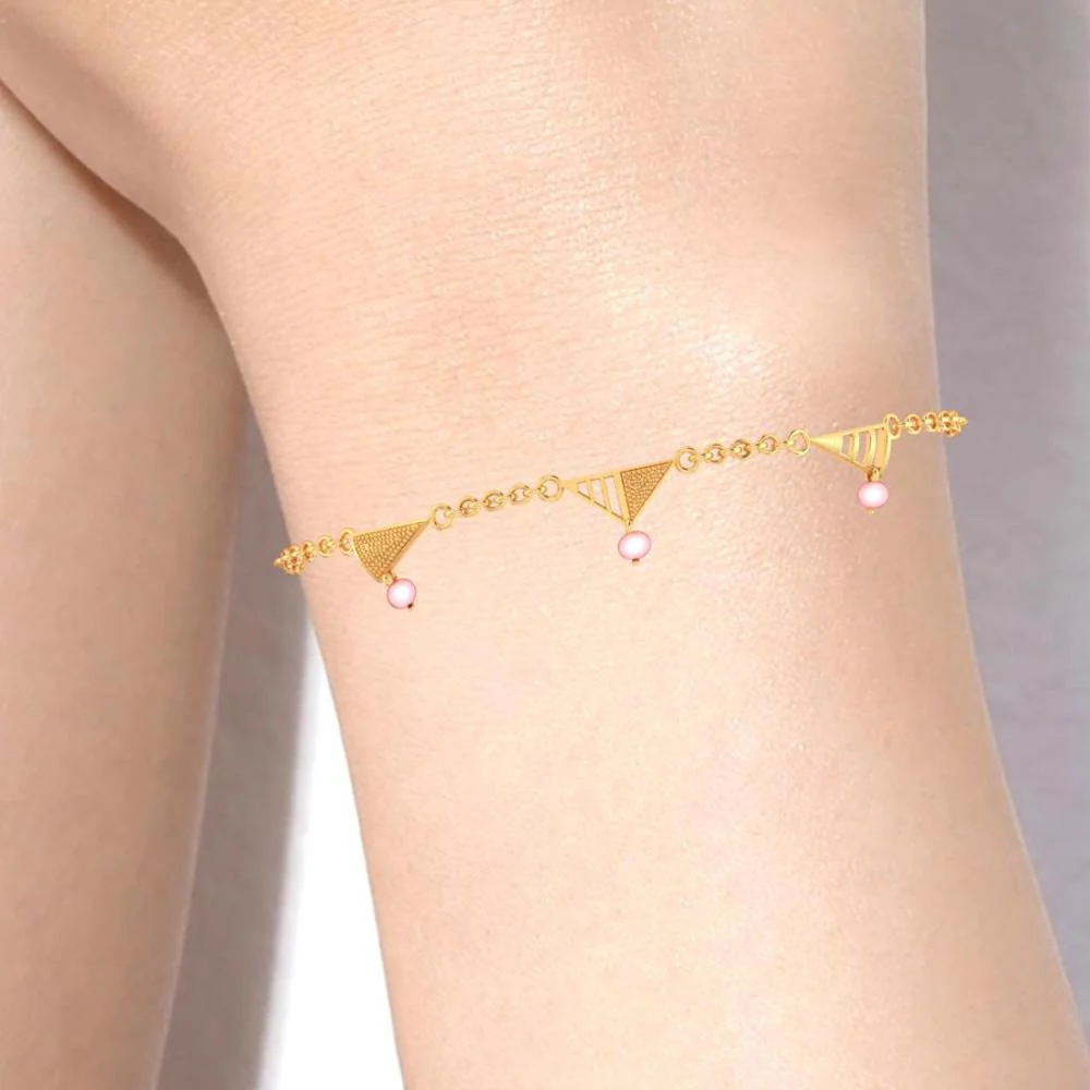 22k Gorgeous Gold Bracelet With Conical Designs And Beads - Image 6