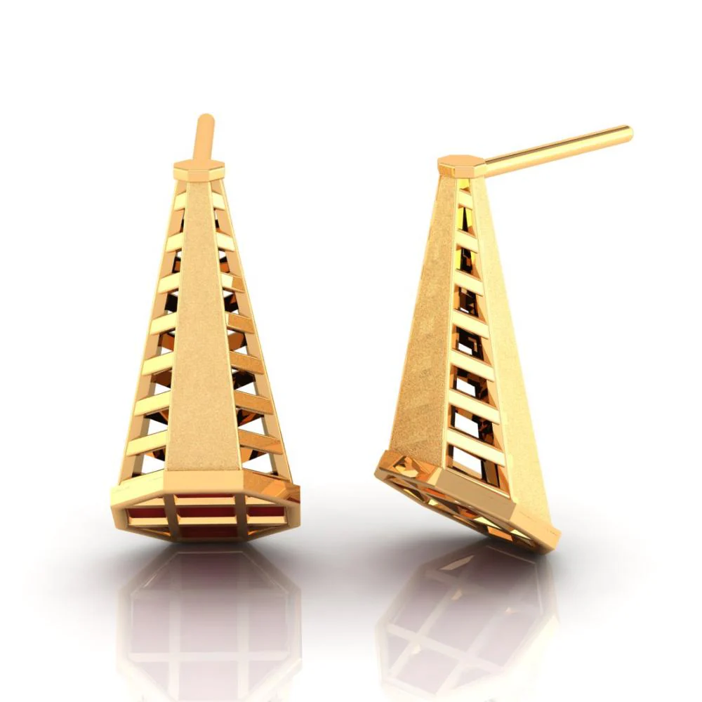 22k Gorgeous Reddish-pink Gold Conical Earrings - Image 2