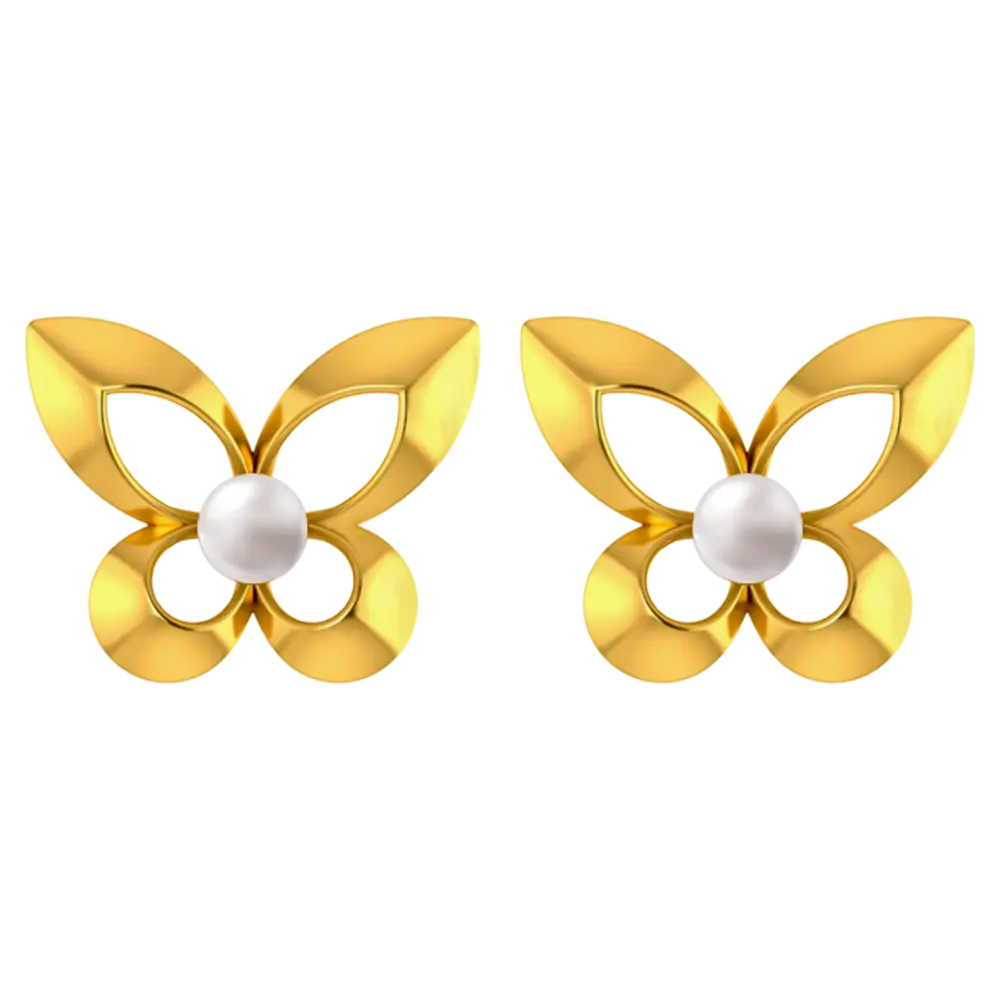 22k Graceful Pair Of Gold Earrings With The Design Of Butterfly Wings