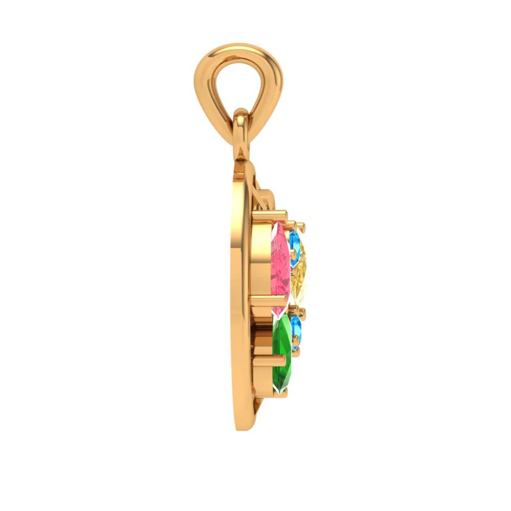 22k Handpicked Coloured Stone Studded Gold Pendant - Image 3