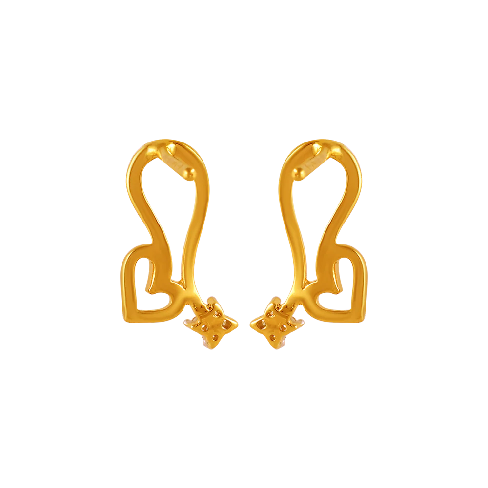 22k Heart Gold Earrings From Goldlites Collection - Image 4