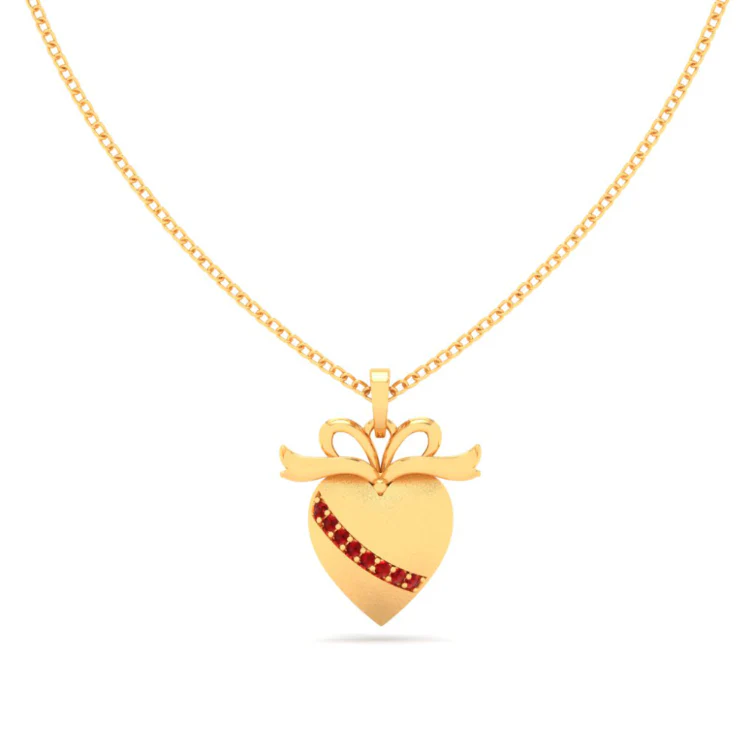 22k Heart Shaped Gold Pendant With A Bow From Online Exclusive - Image 5