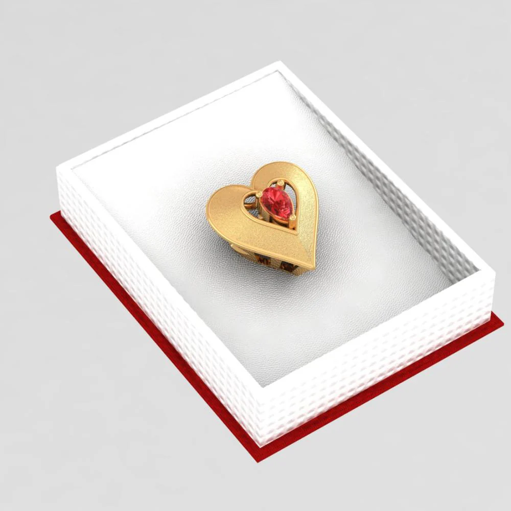 22k Heart Shaped Gold Pendant With A Red Stone In The Middle - Image 6