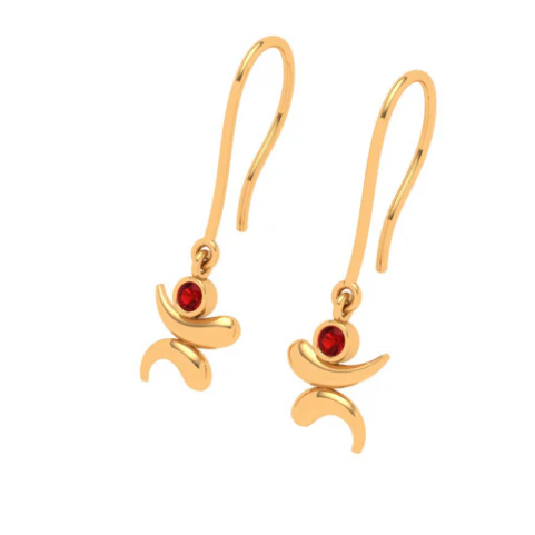 22k High Purity Dangling Gold Earrings With Red Gem From Goldlites Collection - Image 5