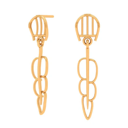 22k High Purity Gold Earrings, Dangle For Any Festive Occasion - Image 2