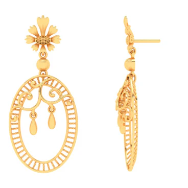 22k Immaculately Detailed Gold Earrings Design - Image 3