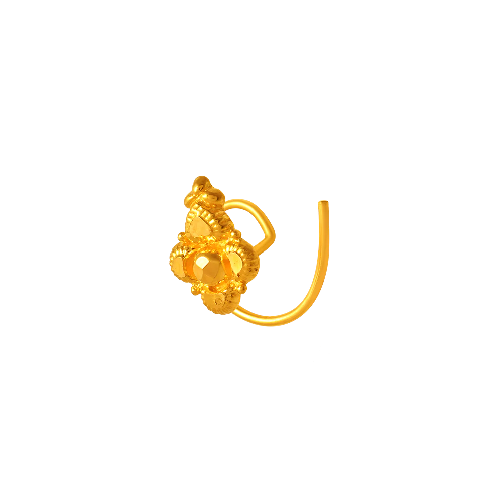 22k Intricate Nose Pin Gold Design - Image 2
