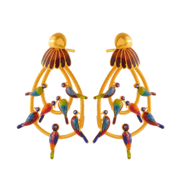 22k Jewellery Full Set Adorned With Colourful Birds - Image 4