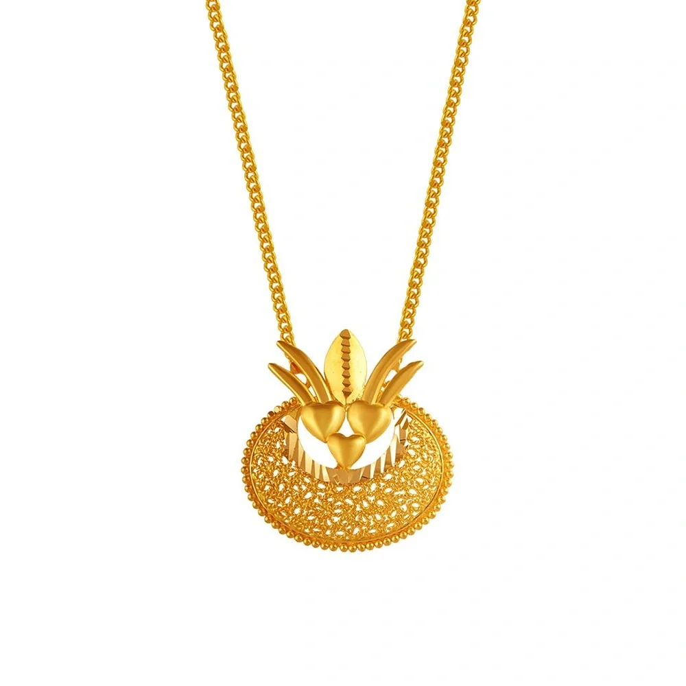 22k Kalash Shape Gold Jewellery Set With Jali Work - Image 2