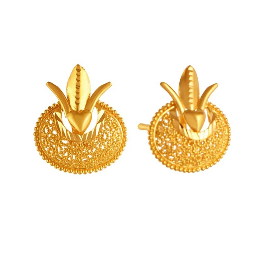 22k Kalash Shape Gold Jewellery Set With Jali Work - Image 3