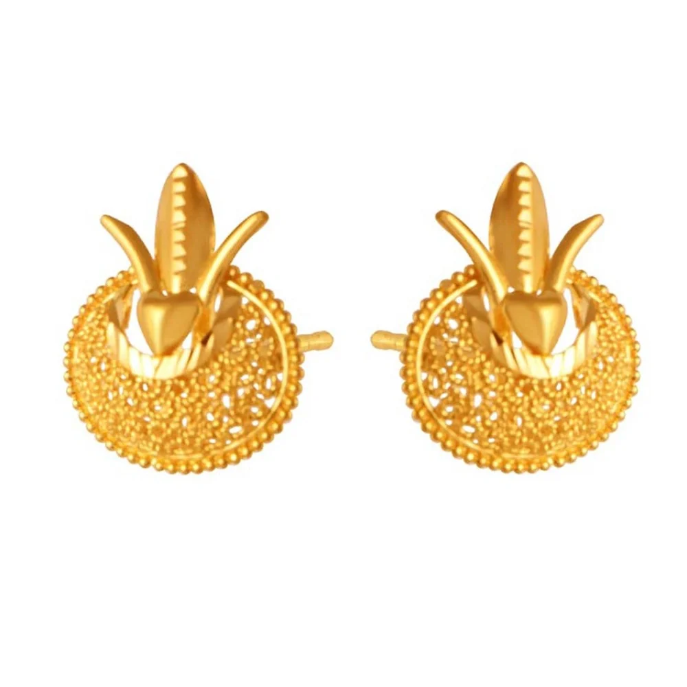 22k Kalash Shape Gold Jewellery Set With Jali Work - Image 4