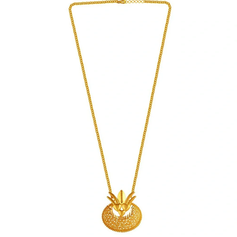 22k Kalash Shape Gold Jewellery Set With Jali Work - Image 5