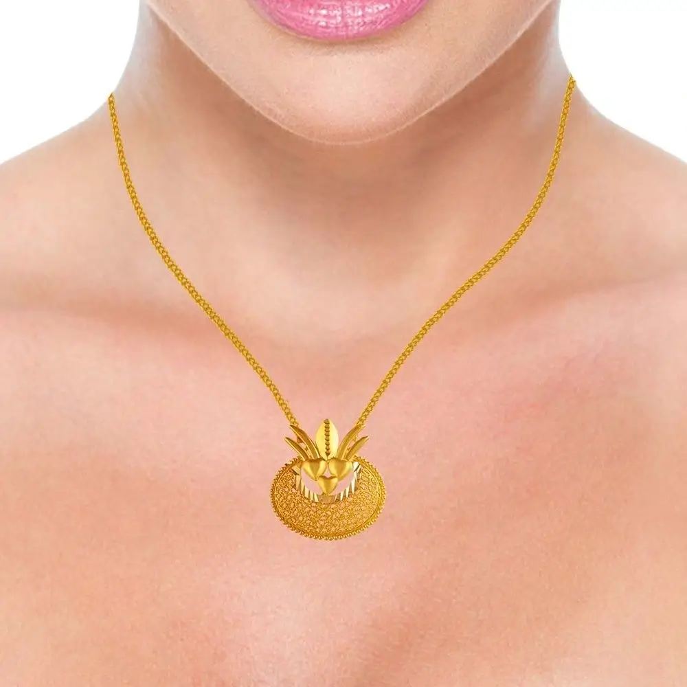 22k Kalash Shape Gold Jewellery Set With Jali Work - Image 6