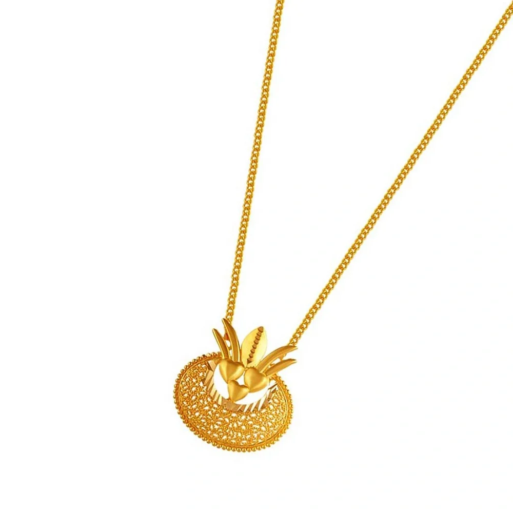 22k Kalash Shape Gold Jewellery Set With Jali Work - Image 8