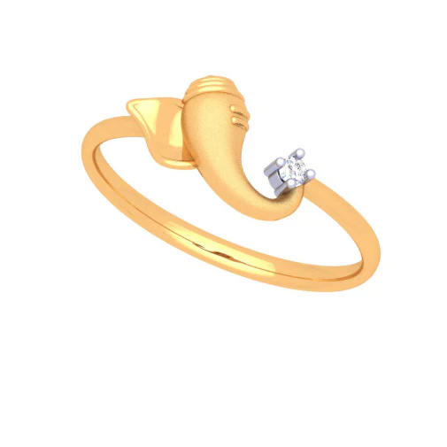22k Lord Ganesha Gold Ring With Four-dimensional Clear-cut Gem From Goldlites Collection - Image 3