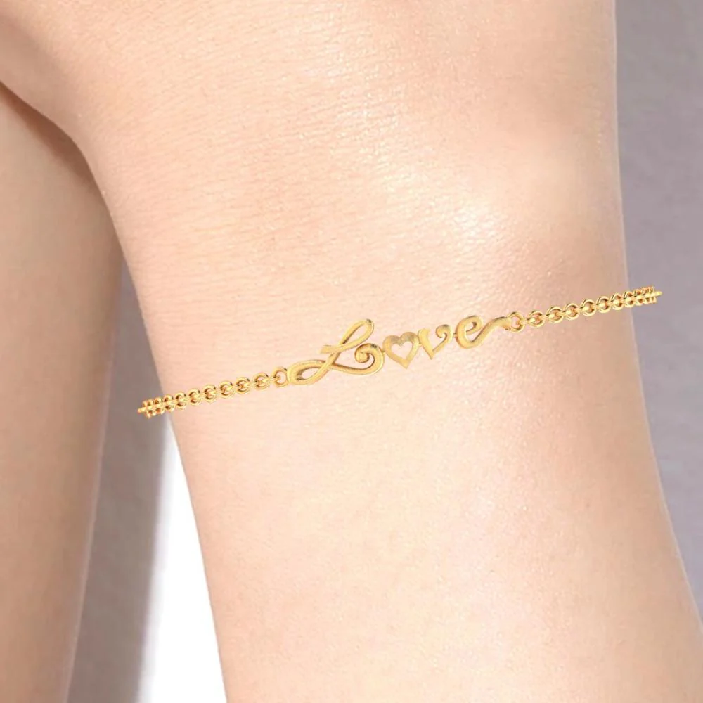 22k Love Word Chain Bracelet - Image 6