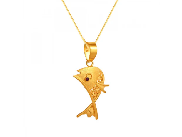 22k Lucky Charm Fish Gold Pendant - Image 2
