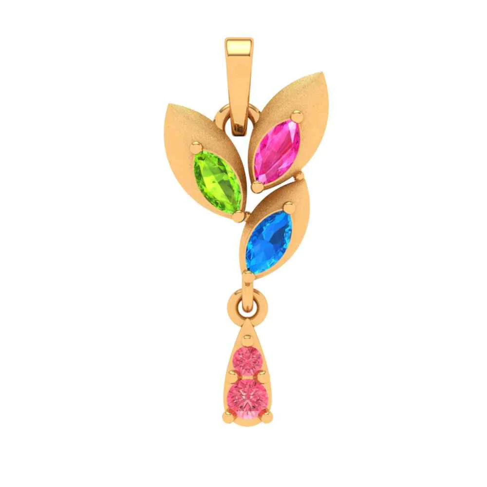 22k Multi-coloured Floral Featured Gold Pendant