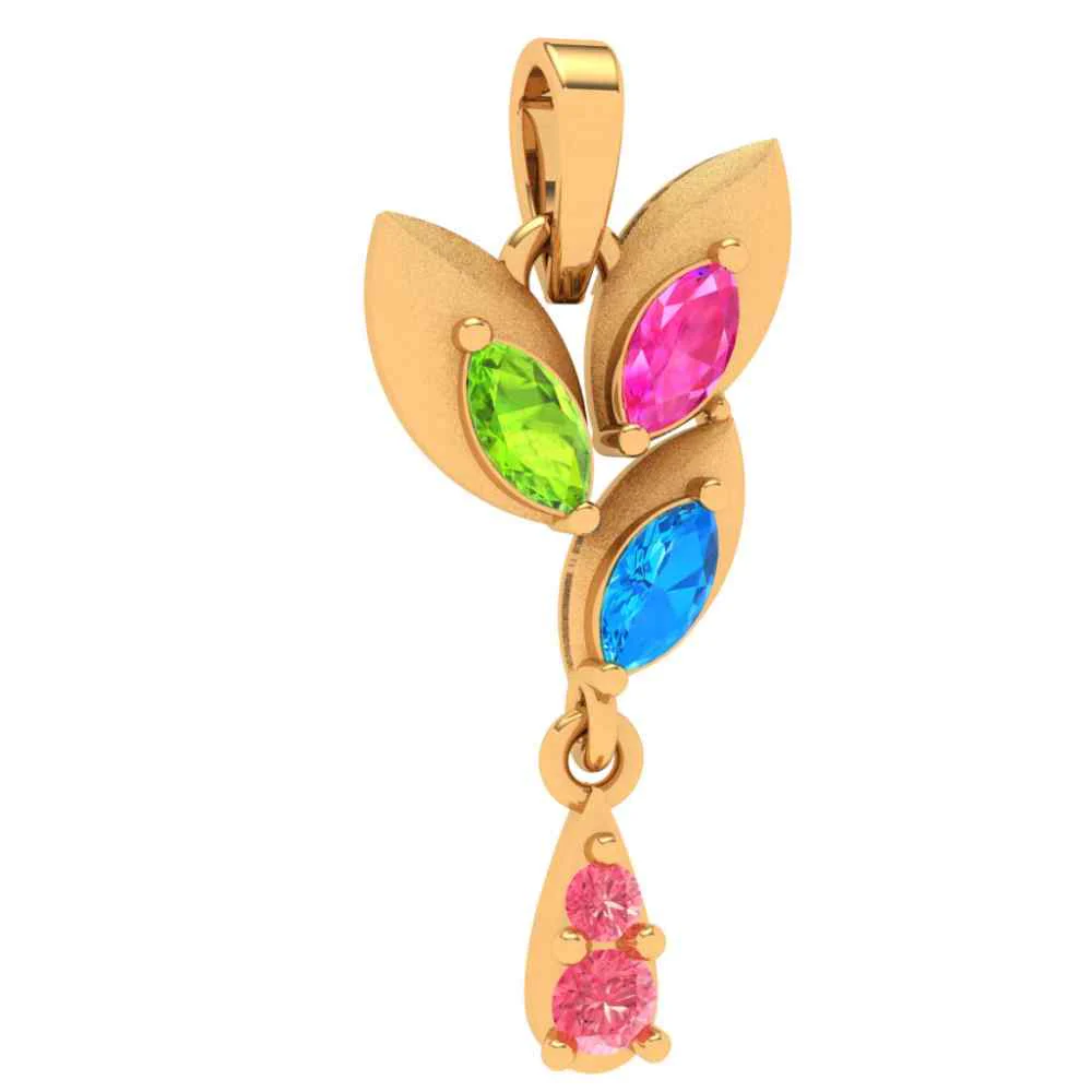 22k Multi-coloured Floral Featured Gold Pendant - Image 2