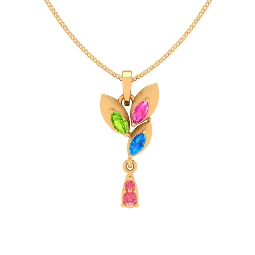 22k Multi-coloured Floral Featured Gold Pendant - Image 4