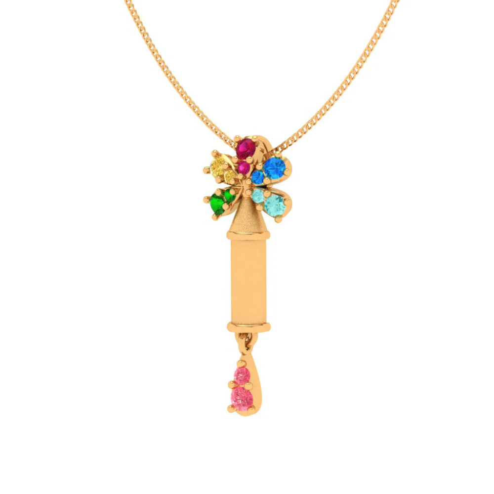 22k Multi-coloured Gems Gold Pendant - Image 5