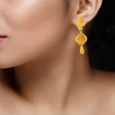 22k Necklace Earrings Set Carved With Unique Design - Image 5