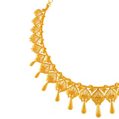 22k Necklace Earrings Set Carved With Unique Design - Image 7