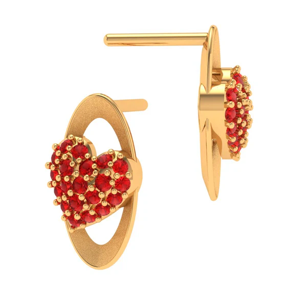 22k Oval Shaped Heart Themed Gold Earring For Women - Image 5