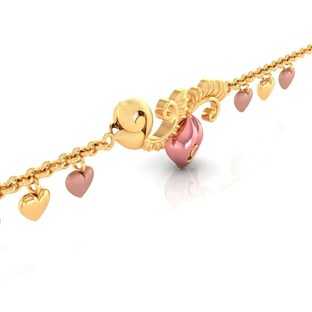 22k Pink Flower Chain Gold Bracelet - Image 2
