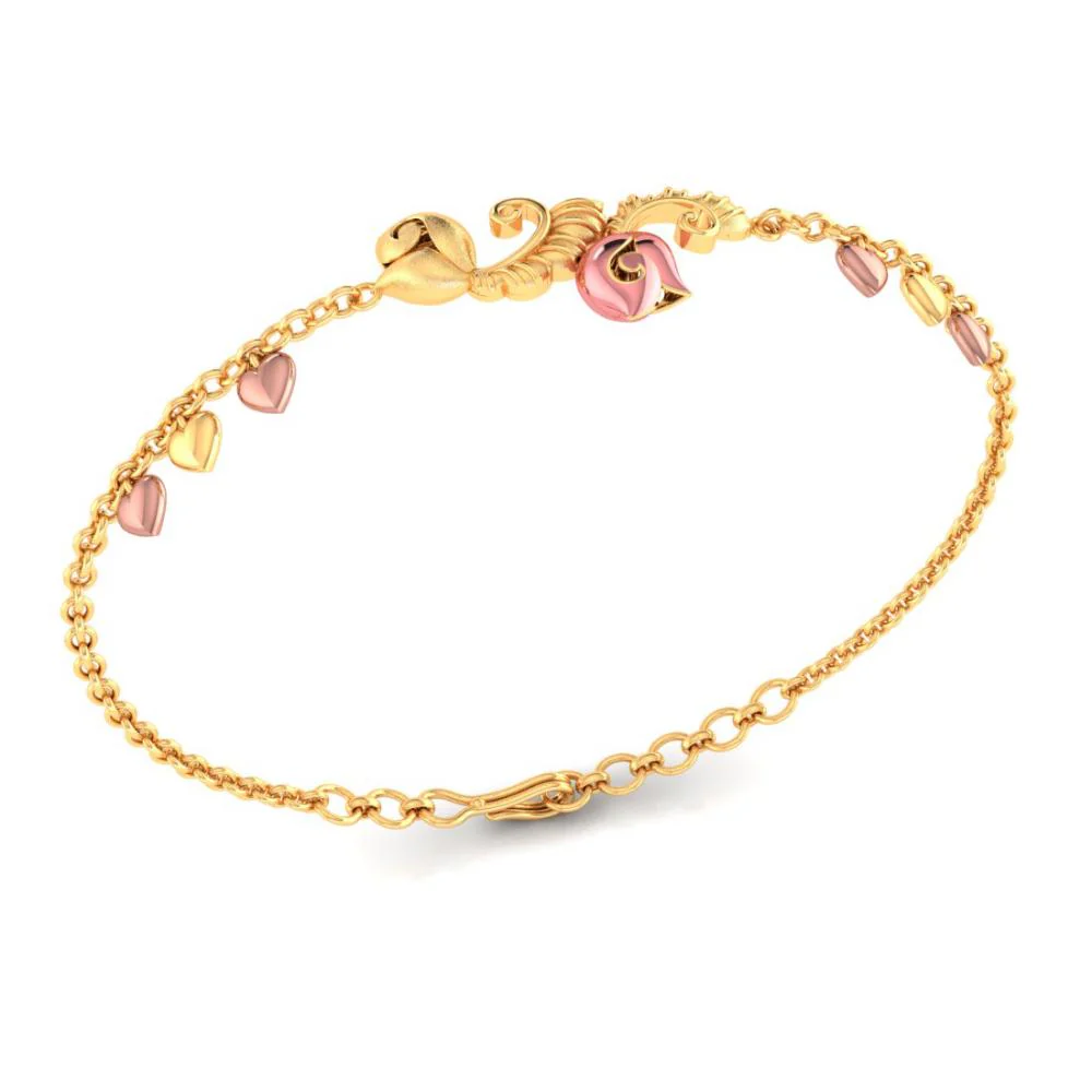 22k Pink Flower Chain Gold Bracelet - Image 3
