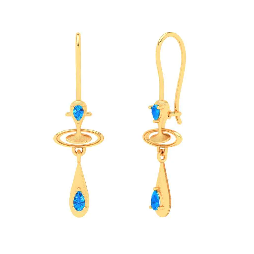 22k Rain Themed Stone Studded Gold Earring Design - Image 2