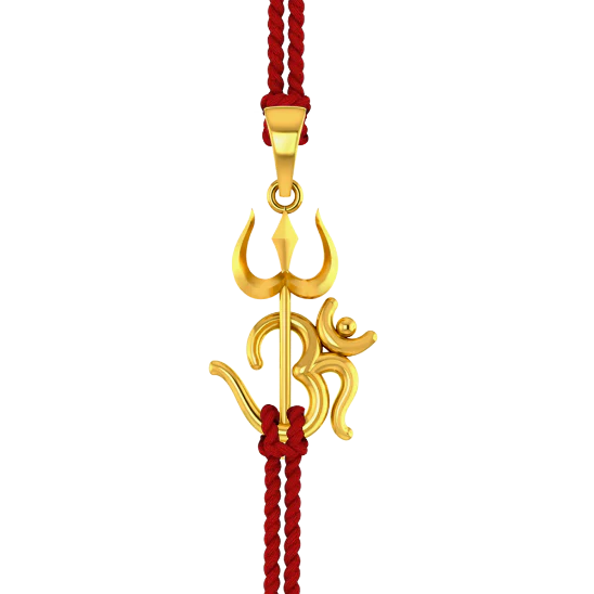 22k Rakhi Embellished With Om And Trishul From Goldlites Collection - Image 2