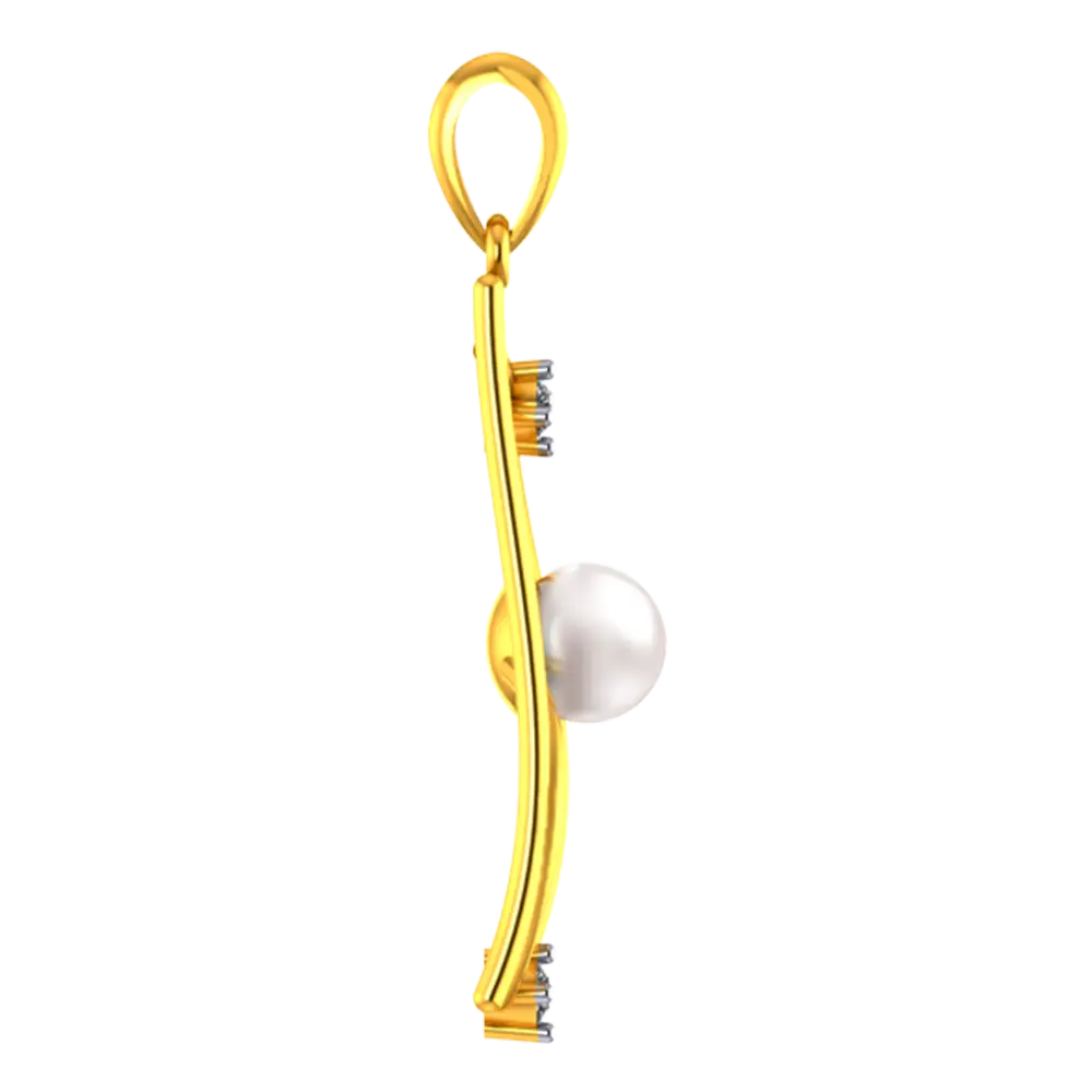 22k Rectangular Gold Pendant With Unique Design And A Pearl - Image 4