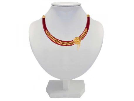22k Red Pola Floral Stud Necklace - Image 4