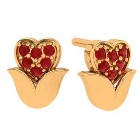 22k Red Stone Studded Floral Motif Gold Trinket - Image 2