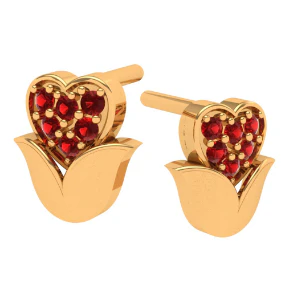 22k Red Stone Studded Floral Motif Gold Trinket - Image 4