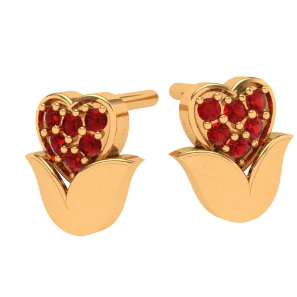 22k Red Stone Studded Floral Motif Gold Trinket - Image 5