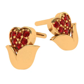 22k Red Stone Studded Floral Motif Gold Trinket - Image 6