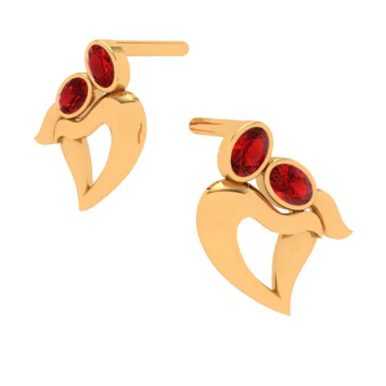 22k Red Stone Studded Latest Designer Gold Earrings - Image 3