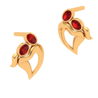 22k Red Stone Studded Latest Designer Gold Earrings - Image 4
