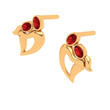 22k Red Stone Studded Latest Designer Gold Earrings - Image 5