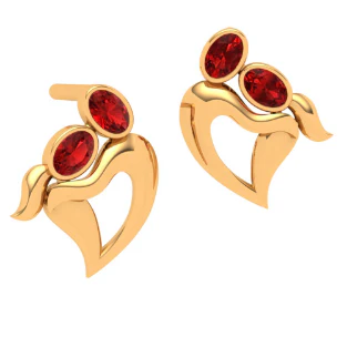22k Red Stone Studded Latest Designer Gold Earrings - Image 6