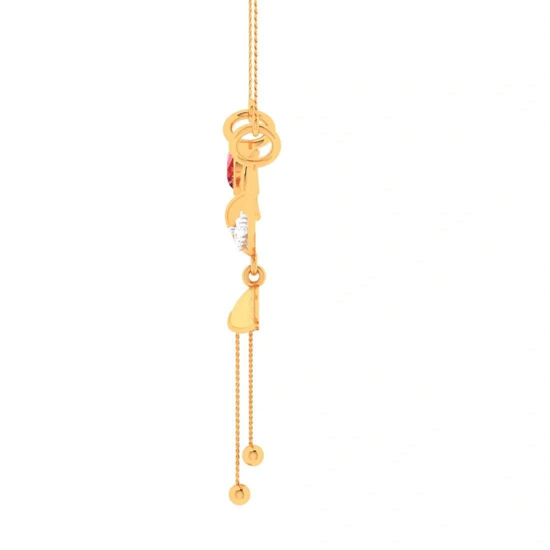 22k Red Stone With Ball Drop Gold Pendant - Image 3