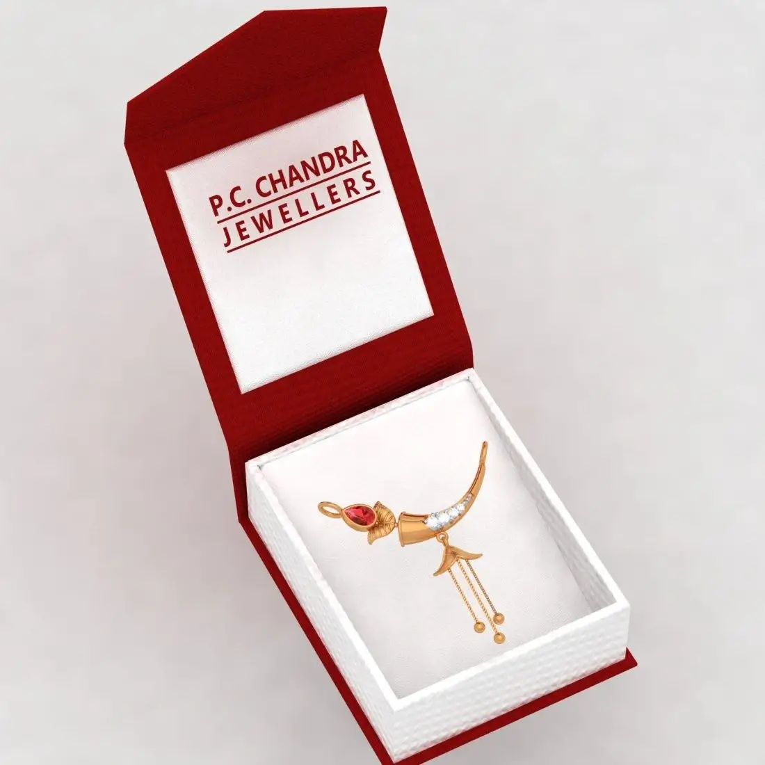 22k Red Stone With Ball Drop Gold Pendant - Image 5