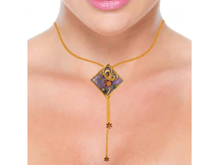 22k Rhombus Pendant Meenakari Gold Fancy Neckpiece - Image 4