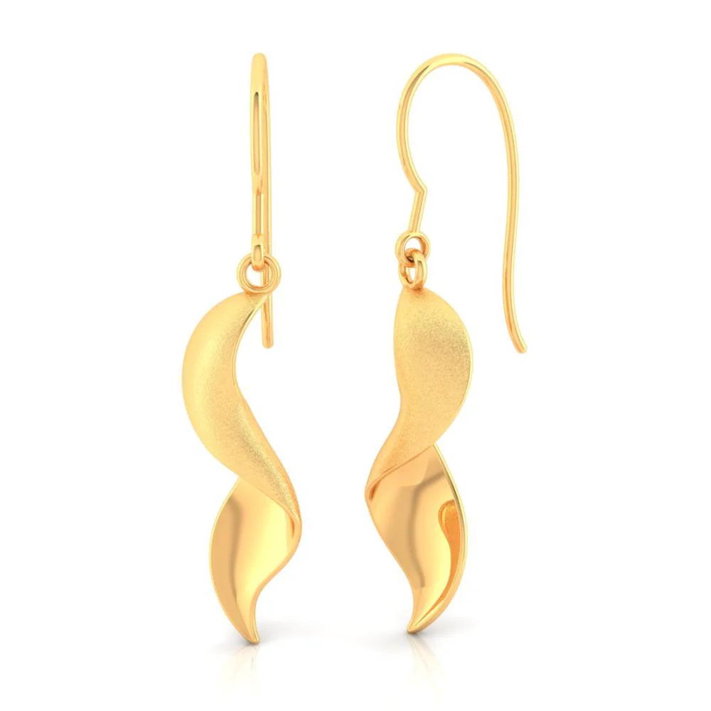 22k Simple Gold Earrings With A Unique Spiral Design - Image 2