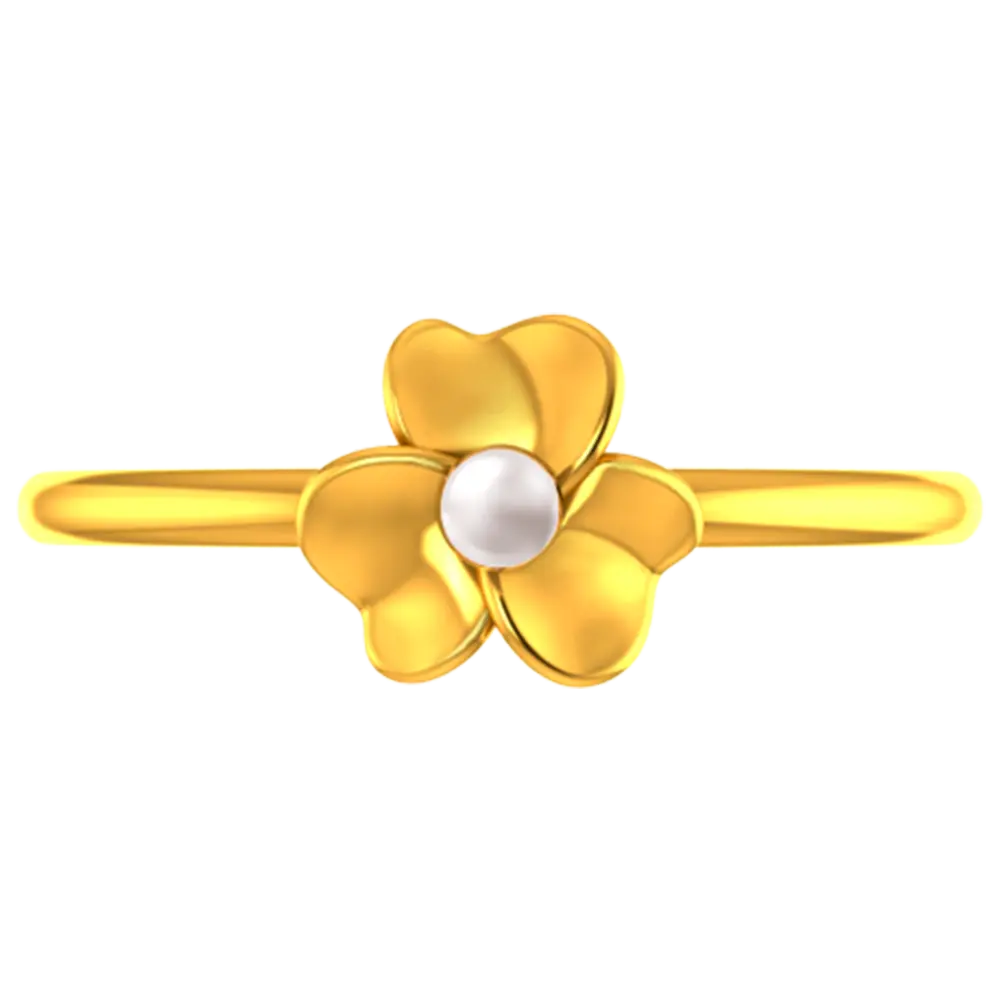 22k Solid Gold Ring With A Floral Design And Pearl Detailing