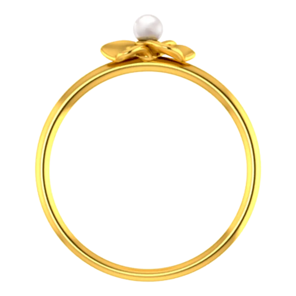 22k Solid Gold Ring With A Floral Design And Pearl Detailing - Image 4